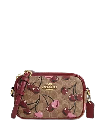 Coach Mini Jamie Camera Bag In Signature Canvas With Cherry Print