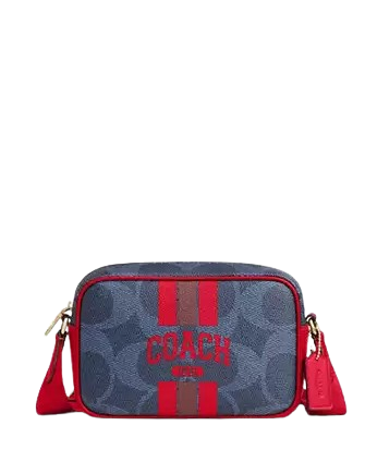 Coach Mini Jamie Camera Bag In Signature Canvas With Varsity Stripe