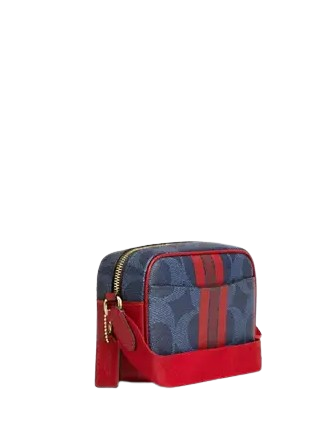Coach Mini Jamie Camera Bag In Signature Canvas With Varsity Stripe