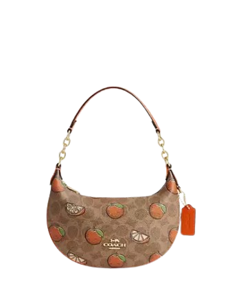 Coach Mini Payton Bag In Signature Canvas With Orange Print