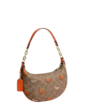 Coach Mini Payton Bag In Signature Canvas With Orange Print
