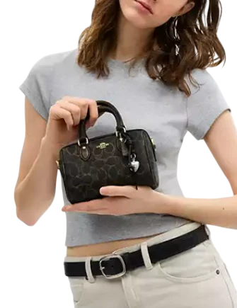 Coach Mini Rowan Crossbody Bag In Loved Signature Canvas With Charms