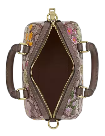 Coach Mini Rowan Crossbody Bag In Signature Jacquard With Floral Embroidery
