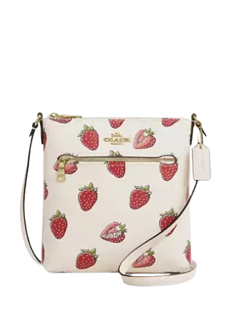 Coach Mini Rowan File Bag With Strawberry Print