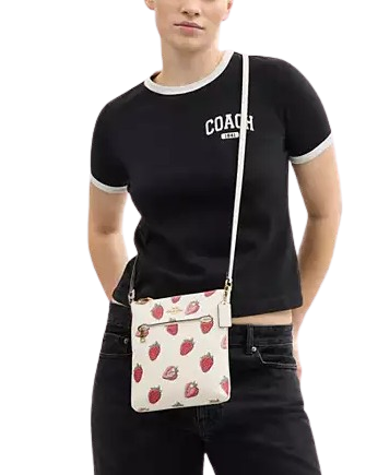 Coach Mini Rowan File Bag With Strawberry Print