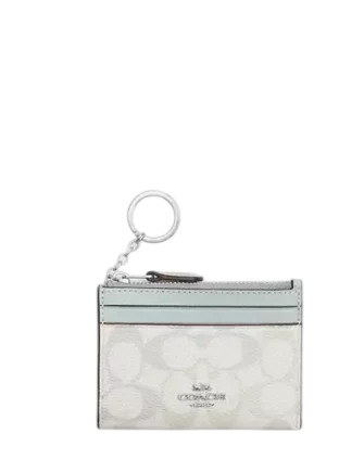 Coach Mini Skinny Id Case In Pretty Signature Canvas