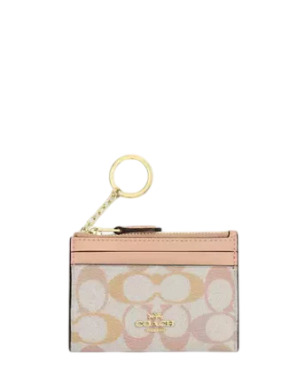 Coach Mini Skinny Id Case In Pretty Signature Canvas