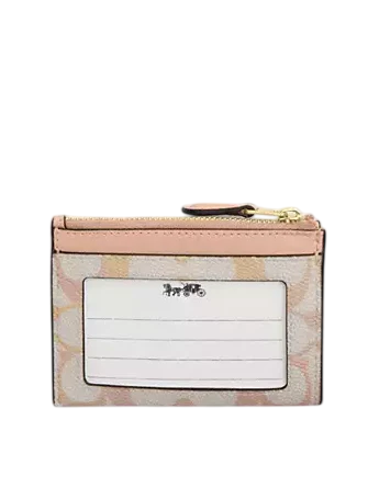 Coach Mini Skinny Id Case In Pretty Signature Canvas