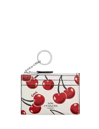 Coach Mini Skinny Id Case With Cherry Print
