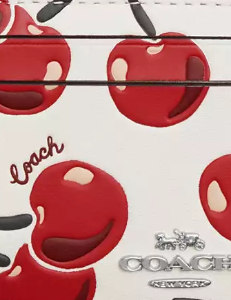 Coach Mini Skinny Id Case With Cherry Print