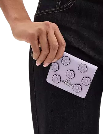 Coach Mini Wallet On A Chain With Floral Applique
