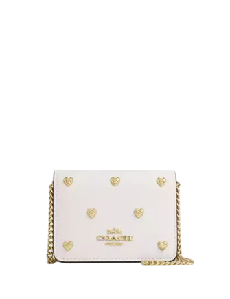 Coach Mini Wallet On A Chain With Heart Rivets