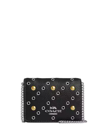 Coach Mini Wallet On A Chain With Rivets