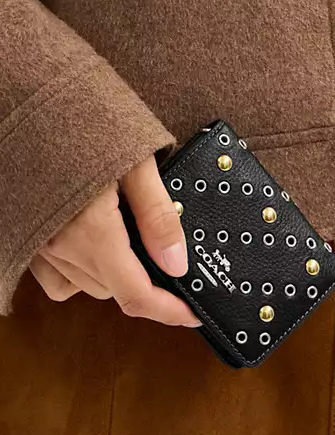 Coach Mini Wallet On A Chain With Rivets