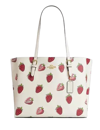 Coach Mollie Tote Bag With Strawberry Print