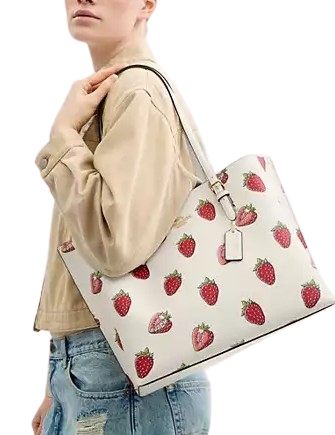 Coach Mollie Tote Bag With Strawberry Print
