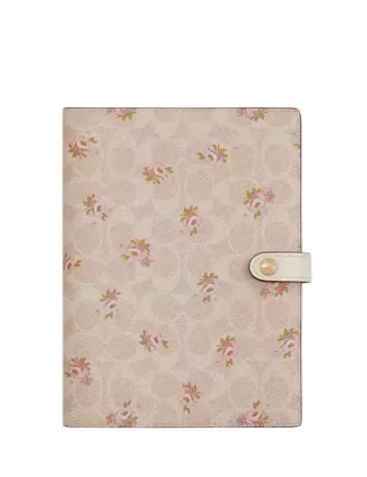 Coach Notebook In Signature Canvas With Floral Print