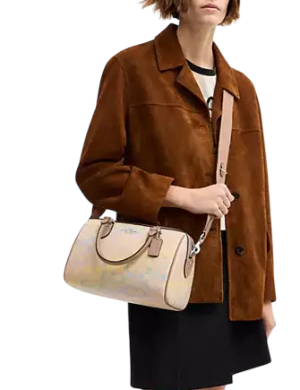 Coach Rowan Satchel Bag In Rainbow Signature Canvas