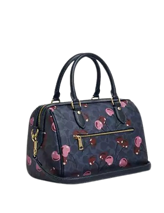 Coach Rowan Satchel Bag In Signature Canvas With Cherry Print