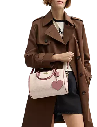 Coach Rowan Satchel Bag In Signature Canvas With Heart Charm