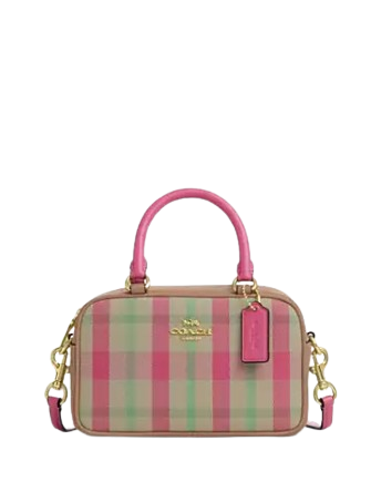 Coach Satchel Crossbody Bag With Plaid Print