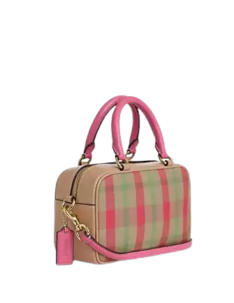 Coach Satchel Crossbody Bag With Plaid Print