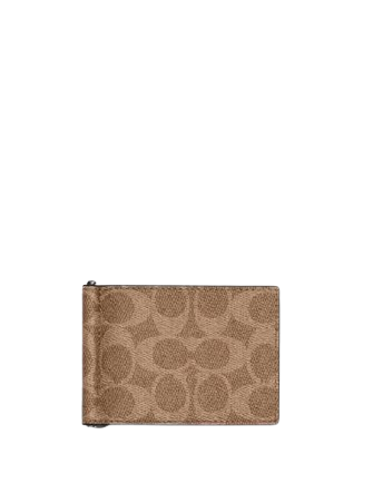Coach Slim Money Clip Billfold Wallet In Signature Canvas