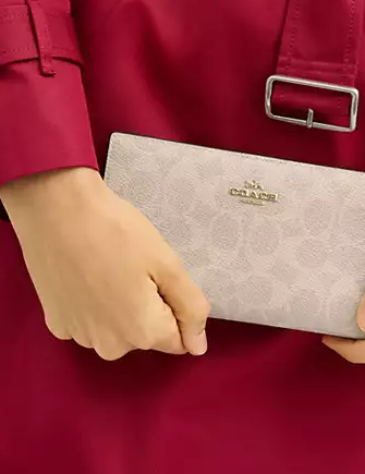 Coach Slim Zip Wallet In Signature Canvas