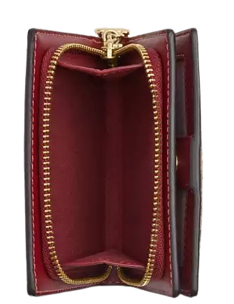 Coach Snap Wallet In Signature Canvas With Cherry Print