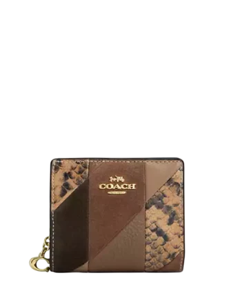 Coach Snap Wallet With Patchwork And Snake Print