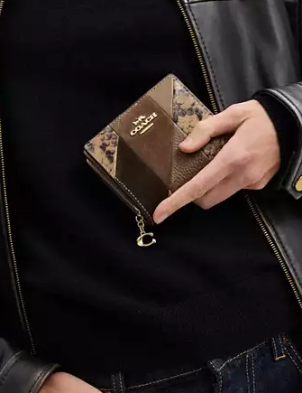 Coach Snap Wallet With Patchwork And Snake Print