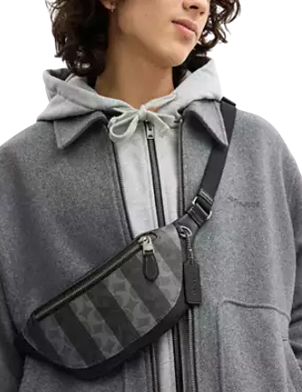 Coach Warren Mini Belt Bag In Signature Canvas With Stripes