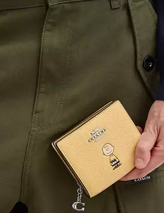 Coach X Peanuts Snap Wallet With Charlie Brown
