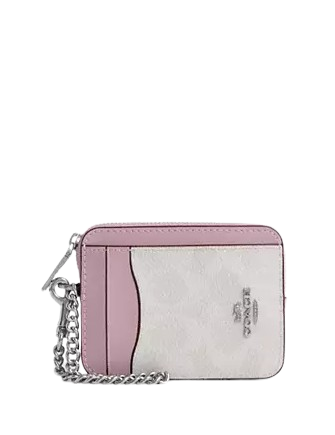 Coach Zip Card Case In Signature Canvas