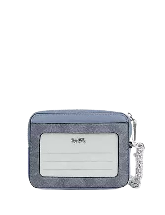 Coach Zip Card Case In Signature Canvas