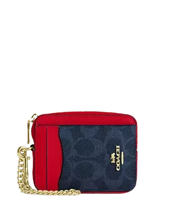 Coach Zip Card Case In Signature Canvas