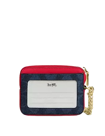 Coach Zip Card Case In Signature Canvas
