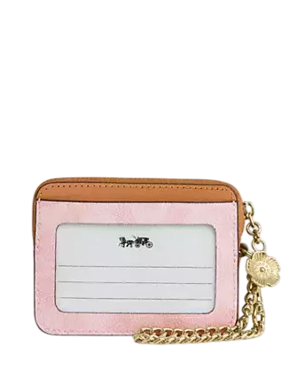 Coach Zip Card Case In Signature Canvas With Charm