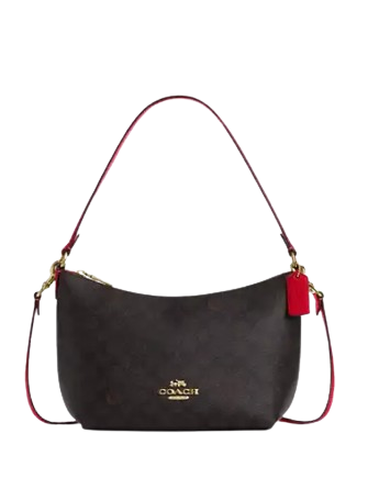 Coach Zip Top Shoulder Bag In Signature Canvas