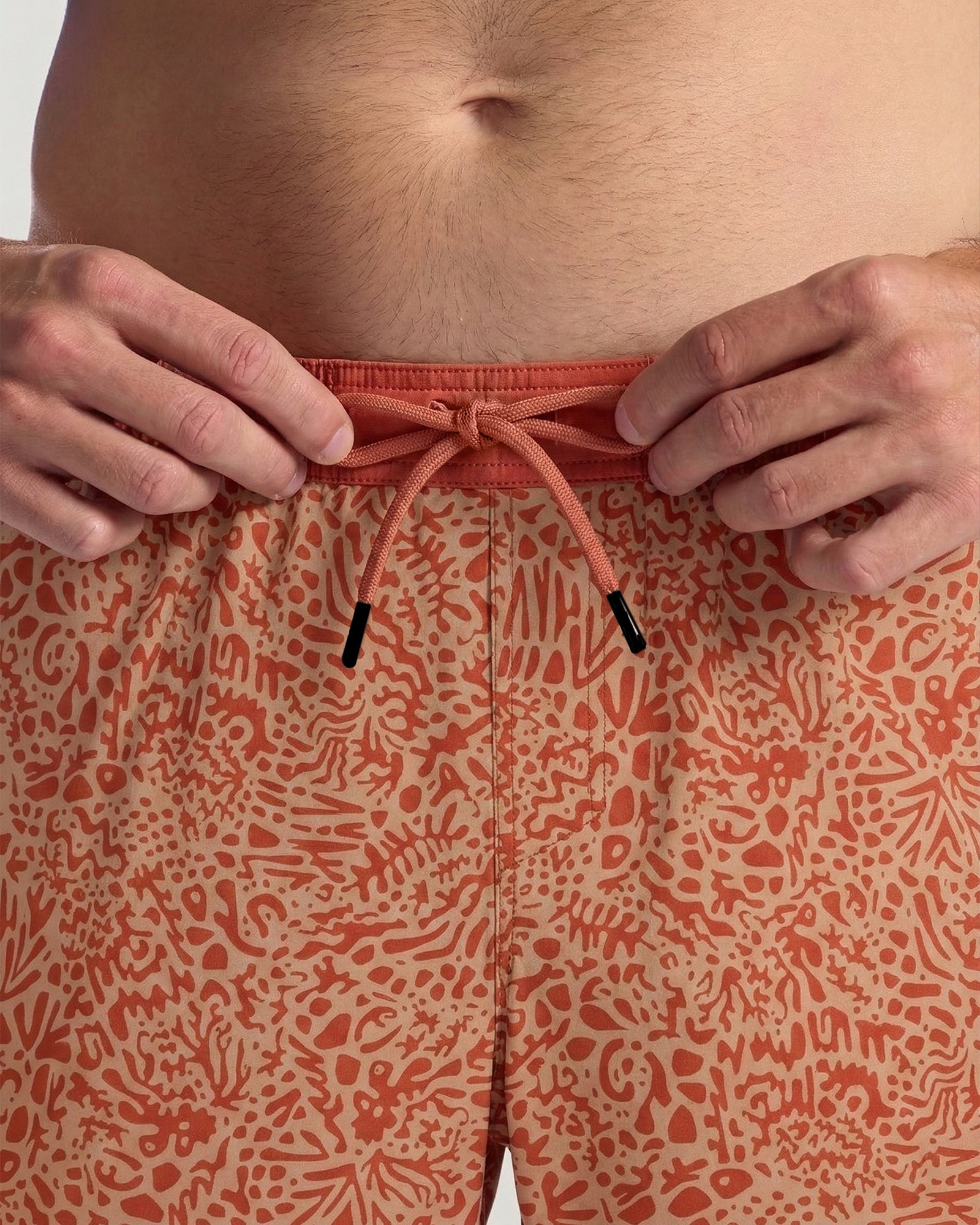 Men's Lined Downshore Trunk - Drifter Print Red Clay