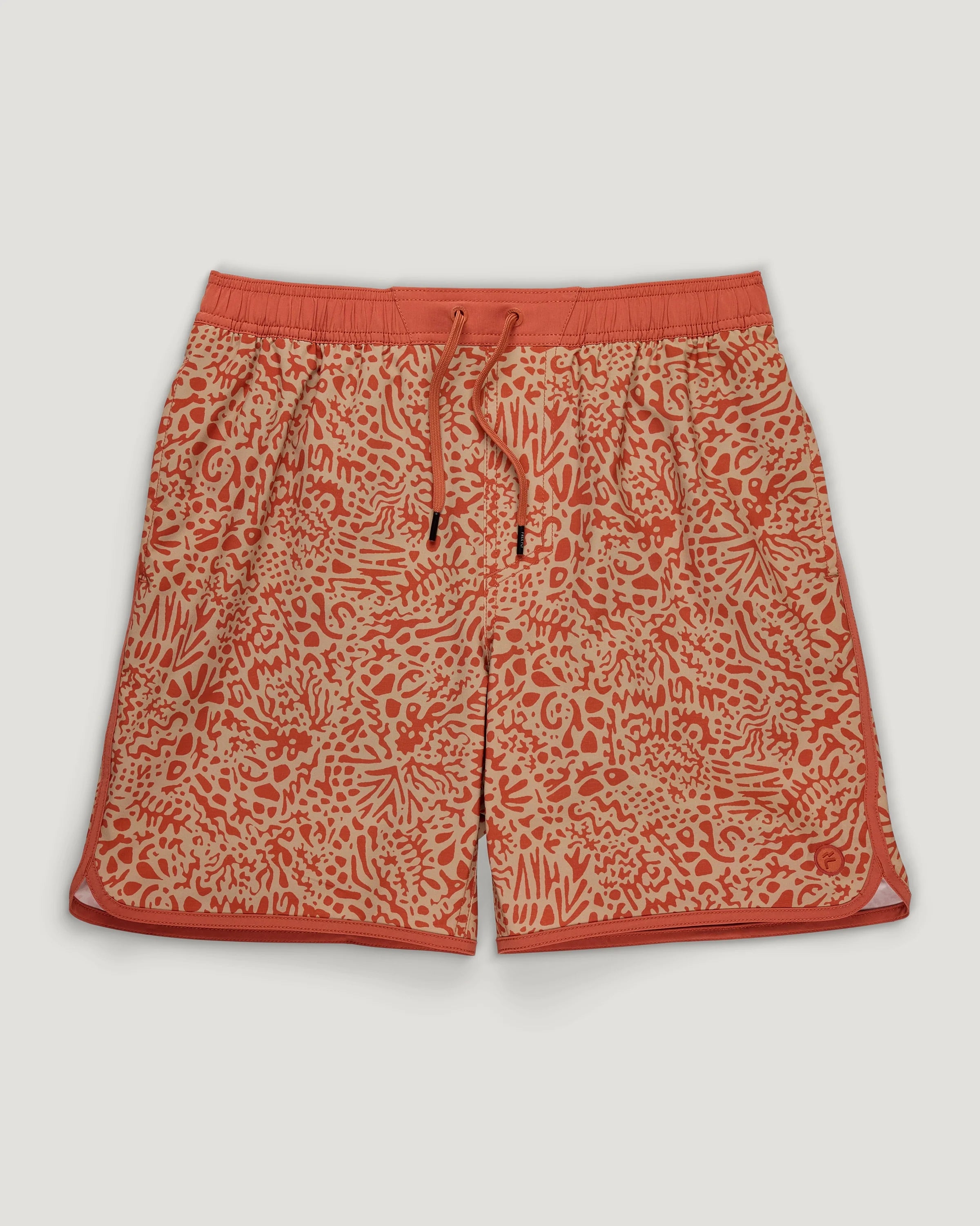 Men's Lined Downshore Trunk - Drifter Print Red Clay