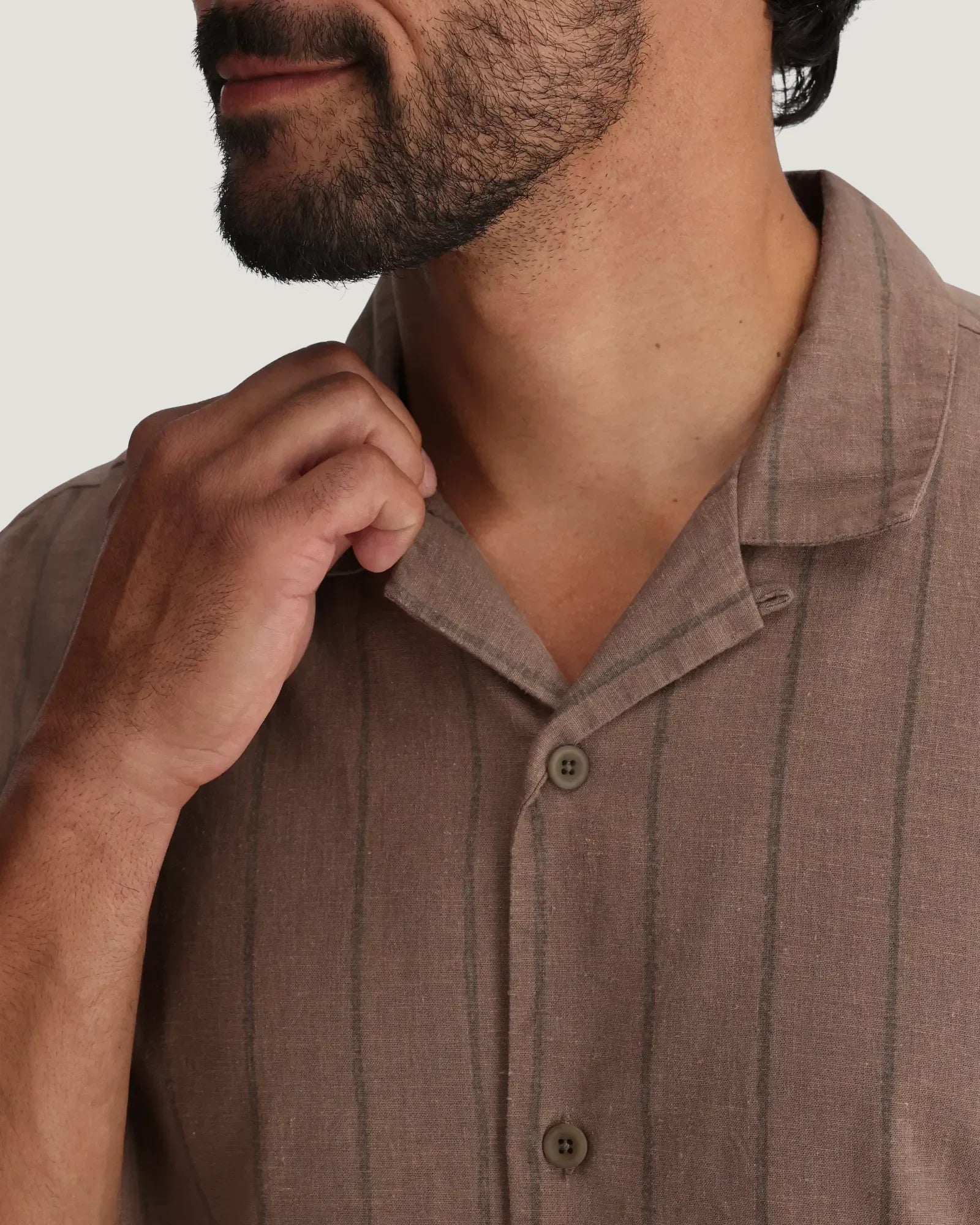 Men's Sullivan's Camp Shirt - Dash Vertical Stripe Fossil
