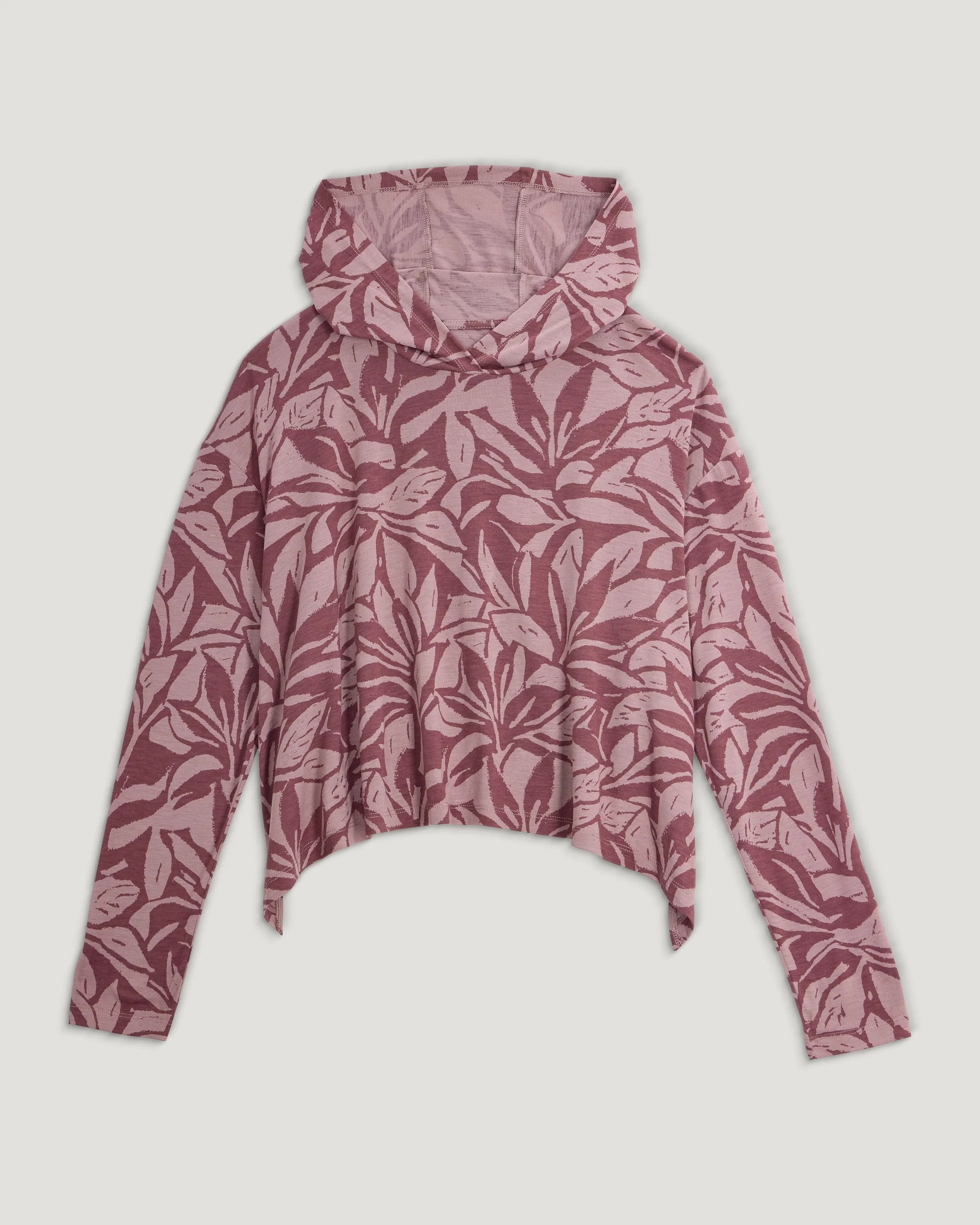 Women's Bamboo Lightweight Cropped Hoodie - Canopy Print Fig