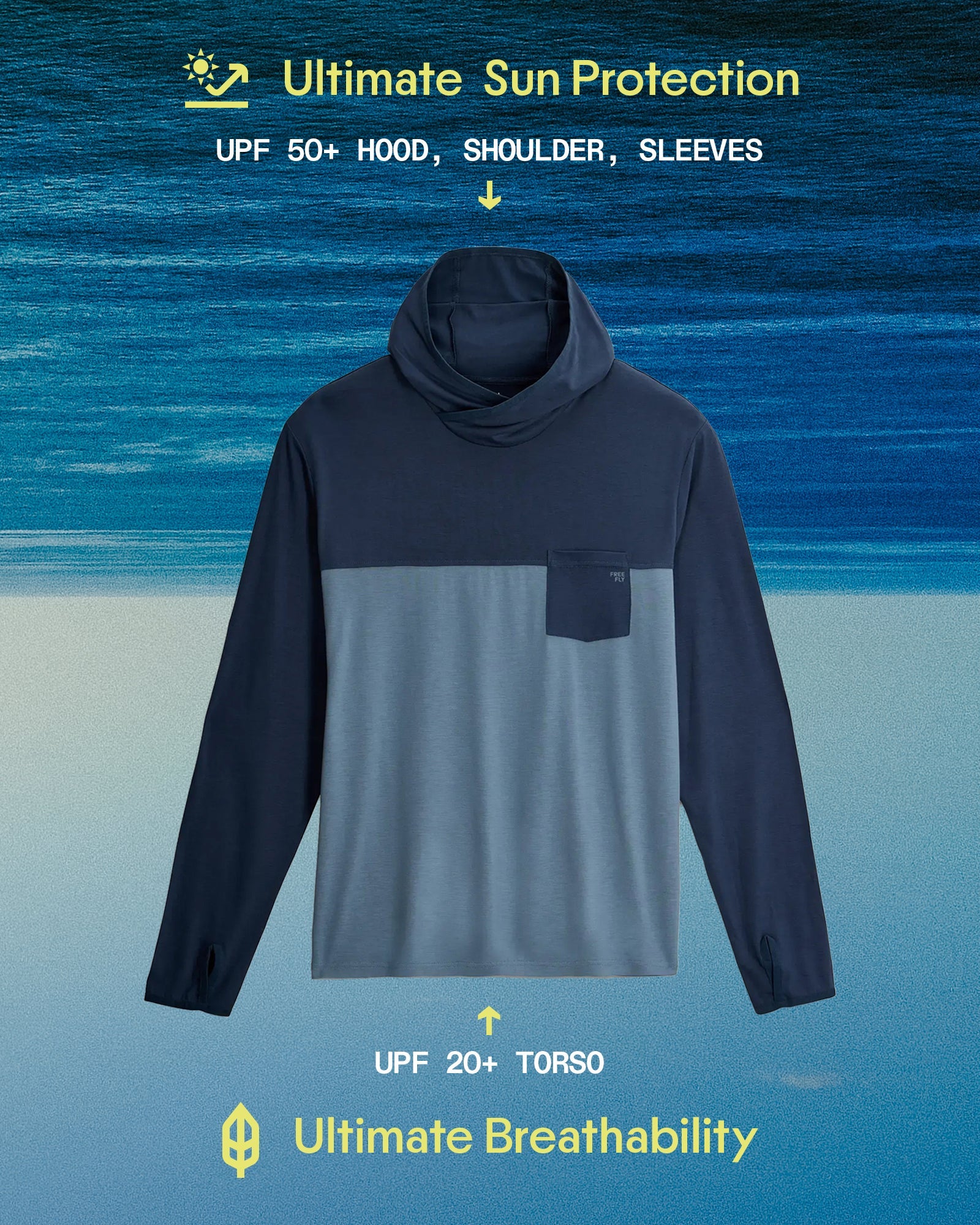 Men's Bamboo Hybrid Hoodie - Storm Cloud / Desert Tan