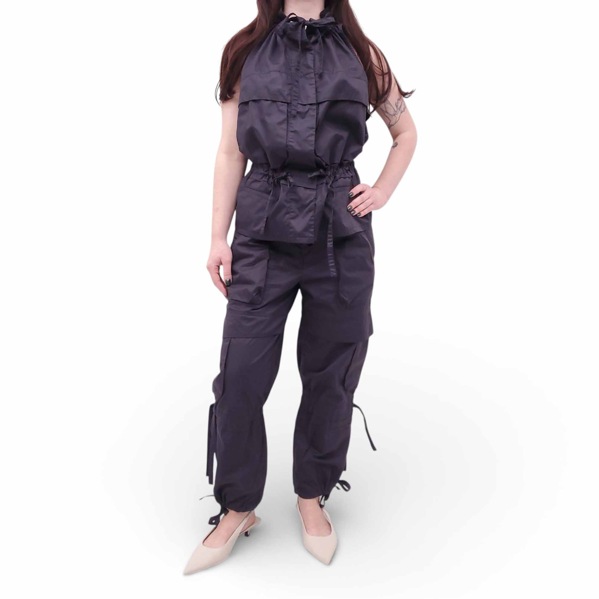 ISABEL MARANT NAVY COTTON PANTS SET - SIZE 40/38