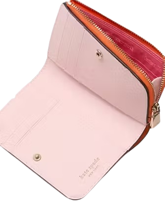 Kate Spade New York Ava Colorblocked Pebbled Leather Zip Bifold Wallet