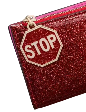 Kate Spade New York Detour Glitter Patent Leather Small Slim Bifold Wallet