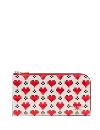 Kate Spade New York Devin Pixel Hearts Zip Around Continental Wallet