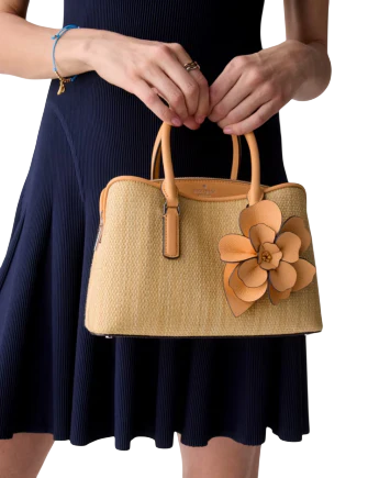 Kate Spade New York Thompson Street Straw Small Satchel Bag With Charm
