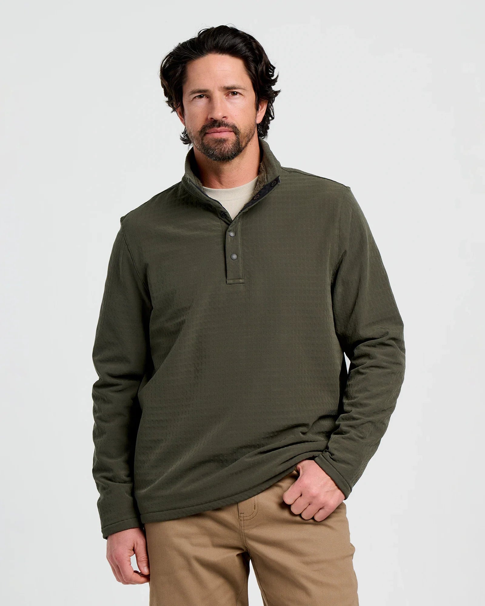 Men's Gridback Fleece Snap Pullover - Dark Forest